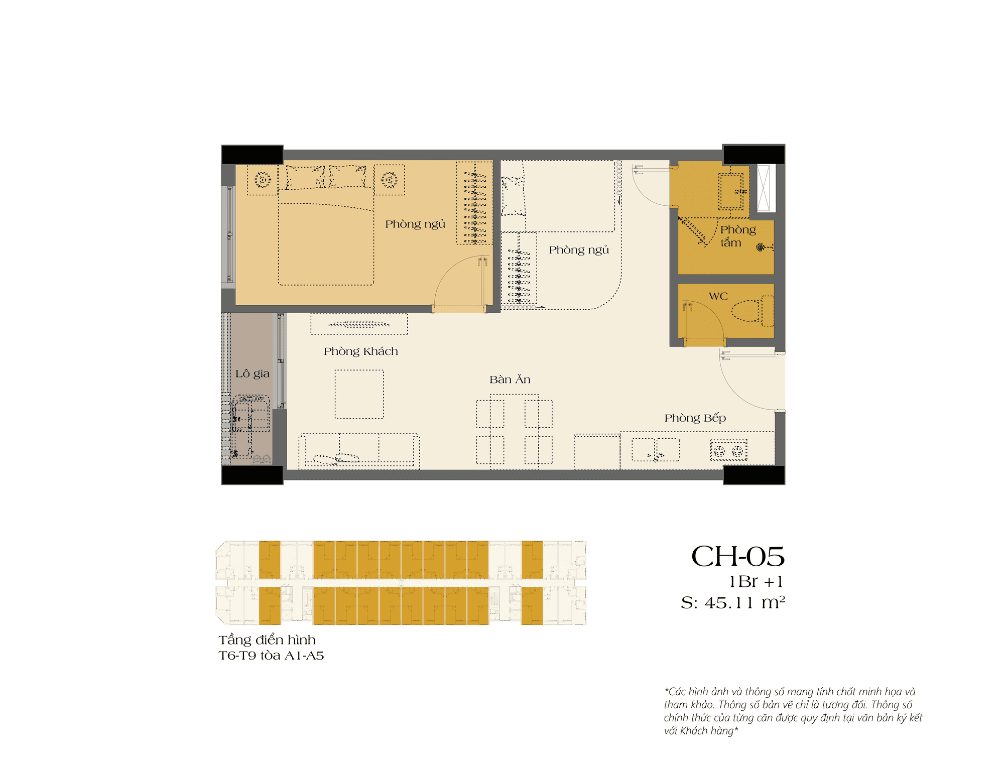 Thiết kế căn hộ 2 phòng ngủ dự án Sun Urban City Hà Nam