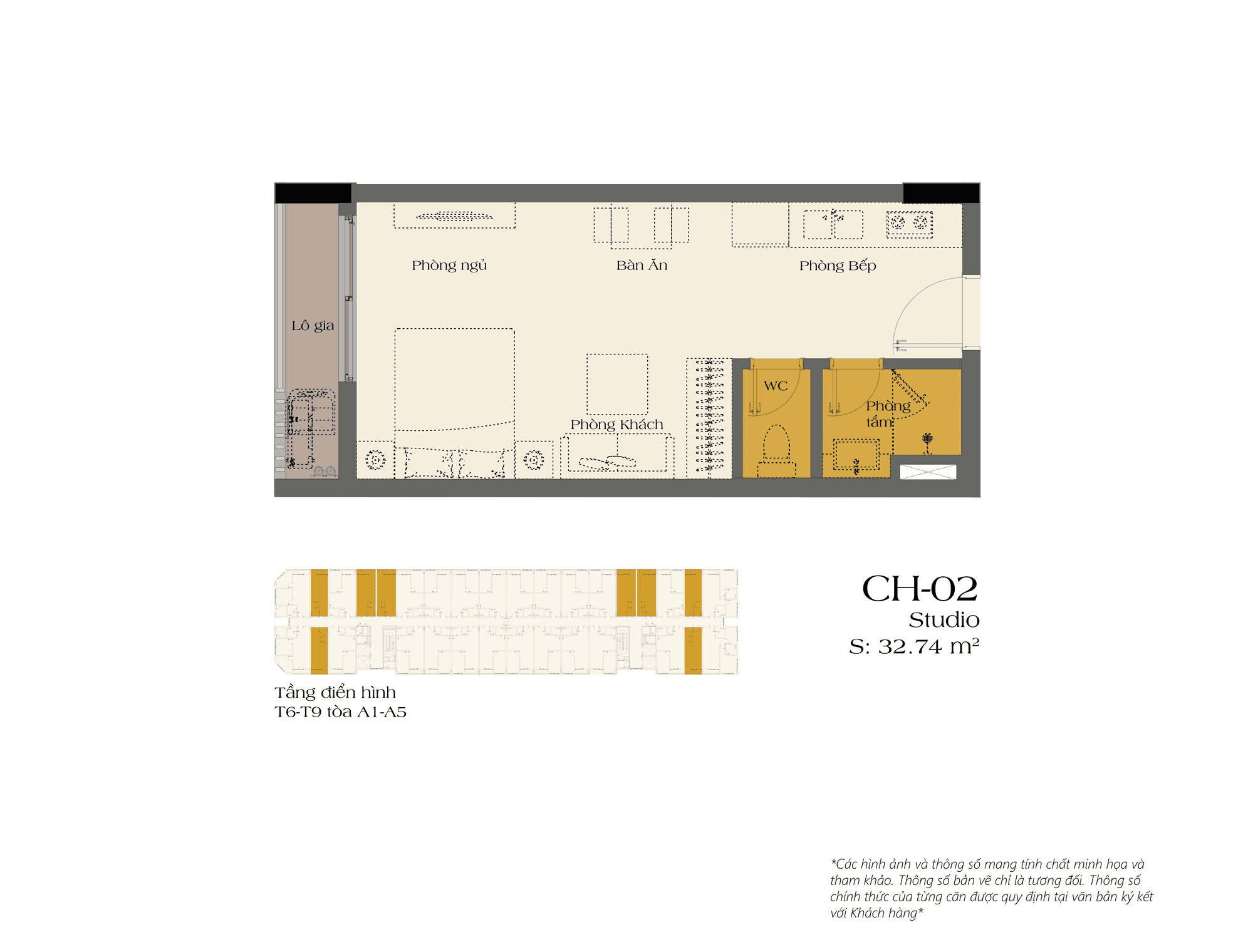Thiết kế căn hộ studio dự án Sun Urban City Hà Nam