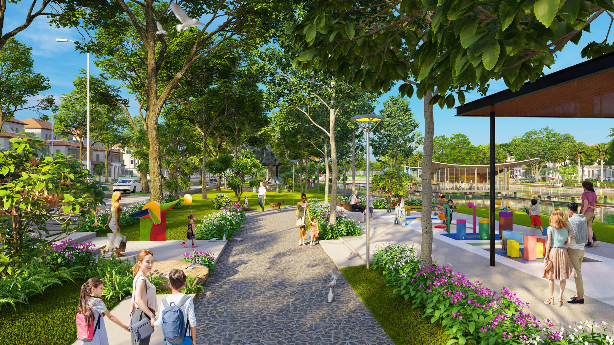 Tiện ích công viên tại dự án Sun Urban City Hà Nam như lá phổi xanh mang đến không khí trong lành cho cư dân