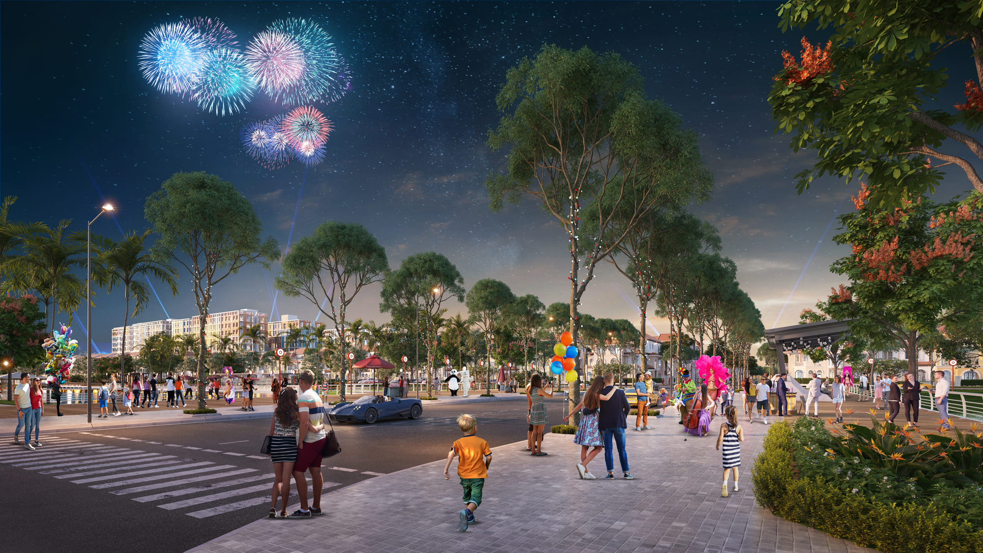 Tiện ích công viên vào ban đêm tại dự án Sun Urban City Hà Nam